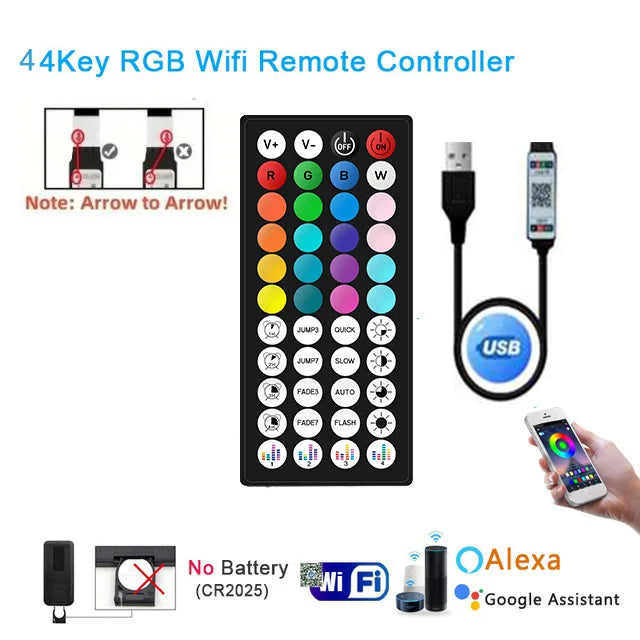 contrôleur led rgb télécommande usb adaptateur bluetooth wifi 5v 24 touches ir tuya modernes