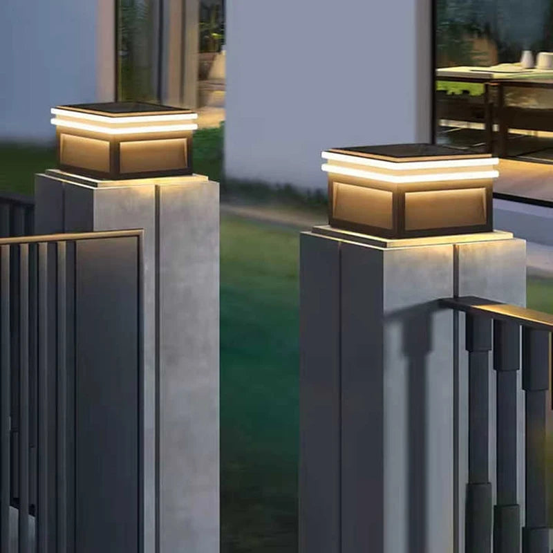 lampe solaire led moderne noire blanche ip65 acier inoxydable jardinextérieurversible