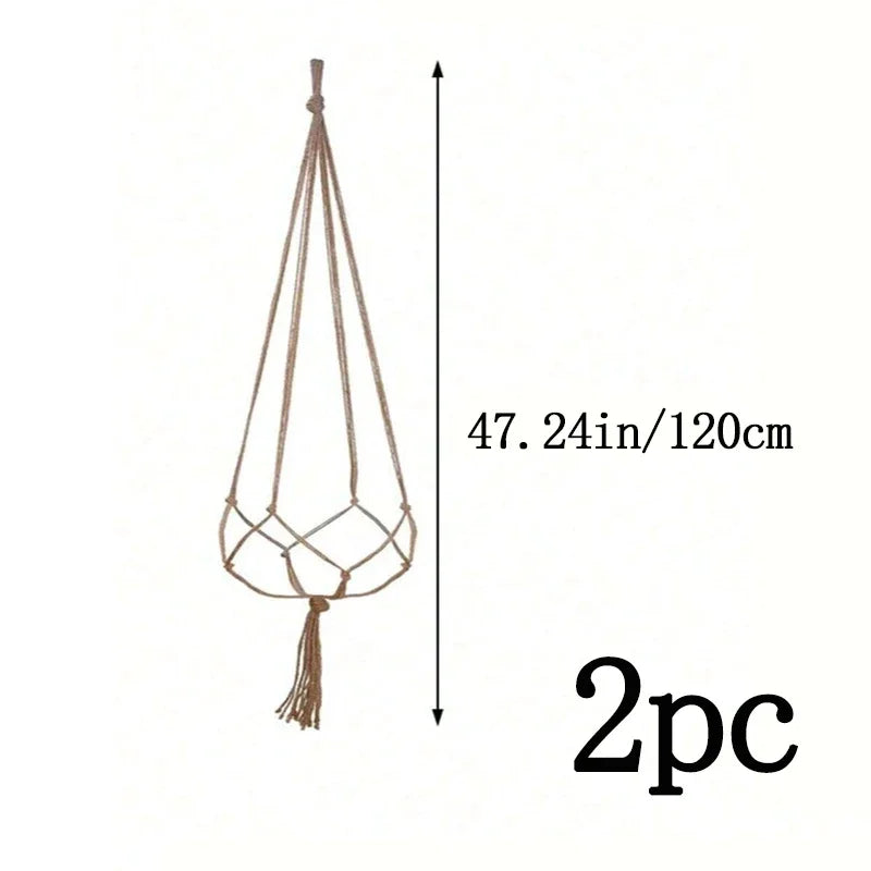 support plante suspendue macramé boho fibre végétale beige artisanalintérieurextérieur