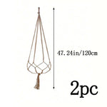support plante suspendue macramé boho fibre végétale beige artisanalintérieurextérieur