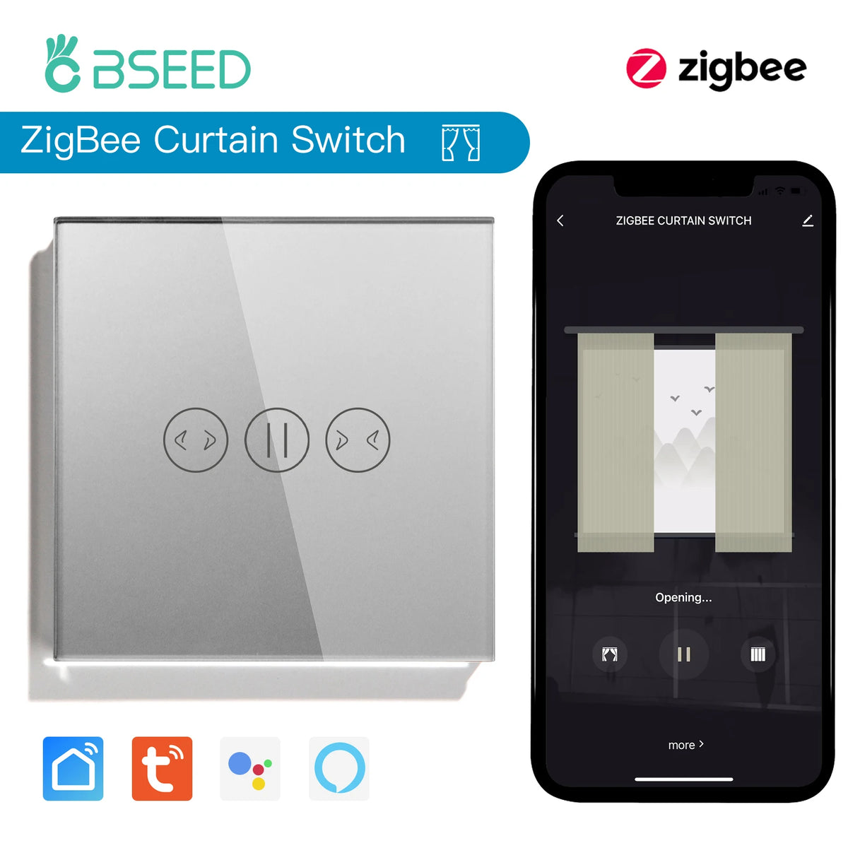 commutateur rideau zigbee intelligent commande vocale application blanc moderne 5a 1000w 90v 250v