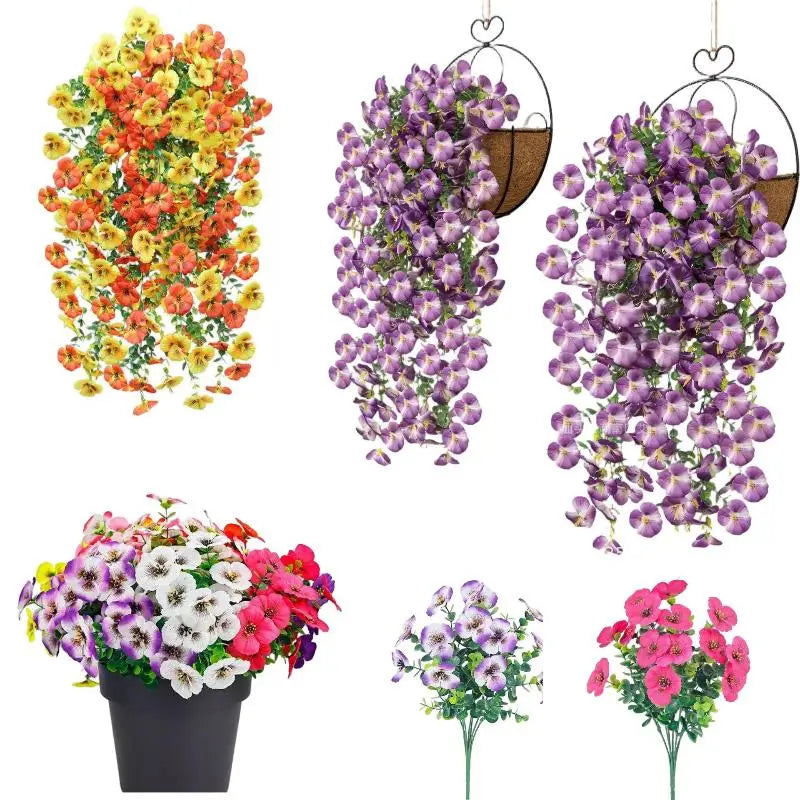 décoration murale fleurs artificielles violet jaune blanches oranges modernes intérieure pendaison chambre salon