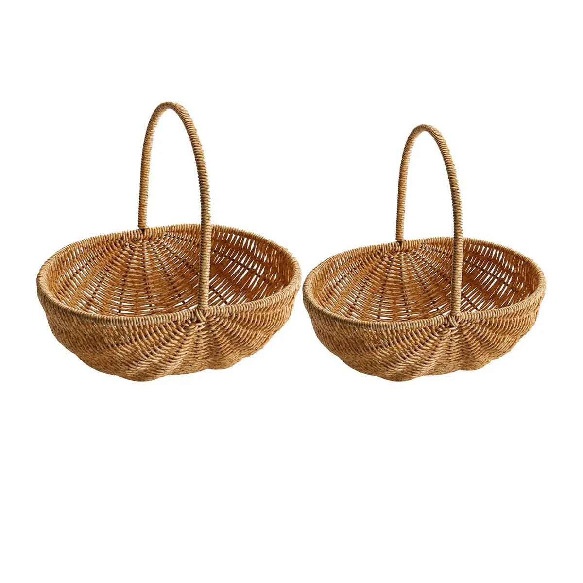 panier tissé rustique panier pique nique portable plein air conteneur fruits poignée ornemental tressage