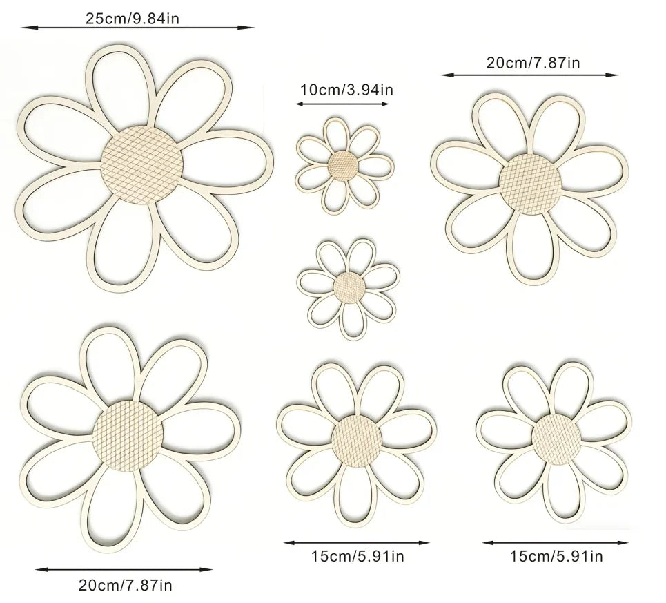 décorations murales fleurs marguerites blanc rose texture tissu moderne enfant champêtre bois