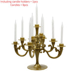 décoration anniversaire bougeoir or argent rose classique cinq branches tiges blanches base plate