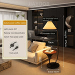 lampe sol moderne bois fer noir beige conique opaques led vde