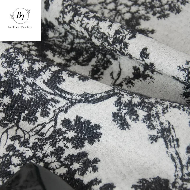 rideau toile jouy floral blanc noir élégant classique fenêtre