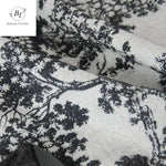 rideau toile jouy floral blanc noir élégant classique fenêtre