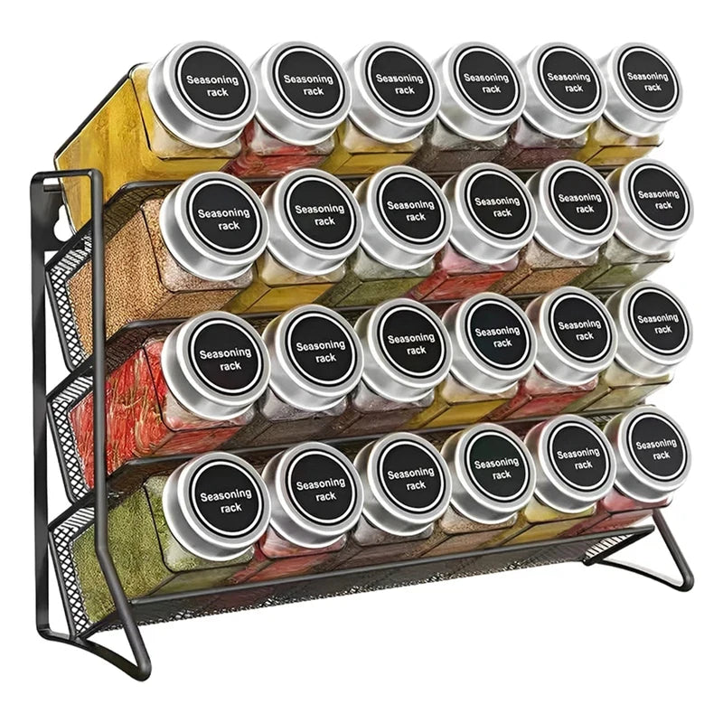 étagère épices acier inoxydable noir maille métallique moderne imperméable fixée mur taille réglable cuisine