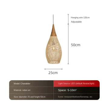 Suspension lumineuse tressée moderne 25cm 35cm naturelle salon chambre led