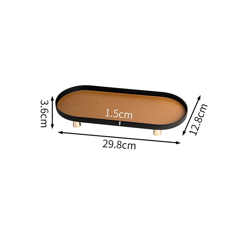 plateau ovale moderne plateau rangement métal couleur beige doré matériau mat opacité vis dorées