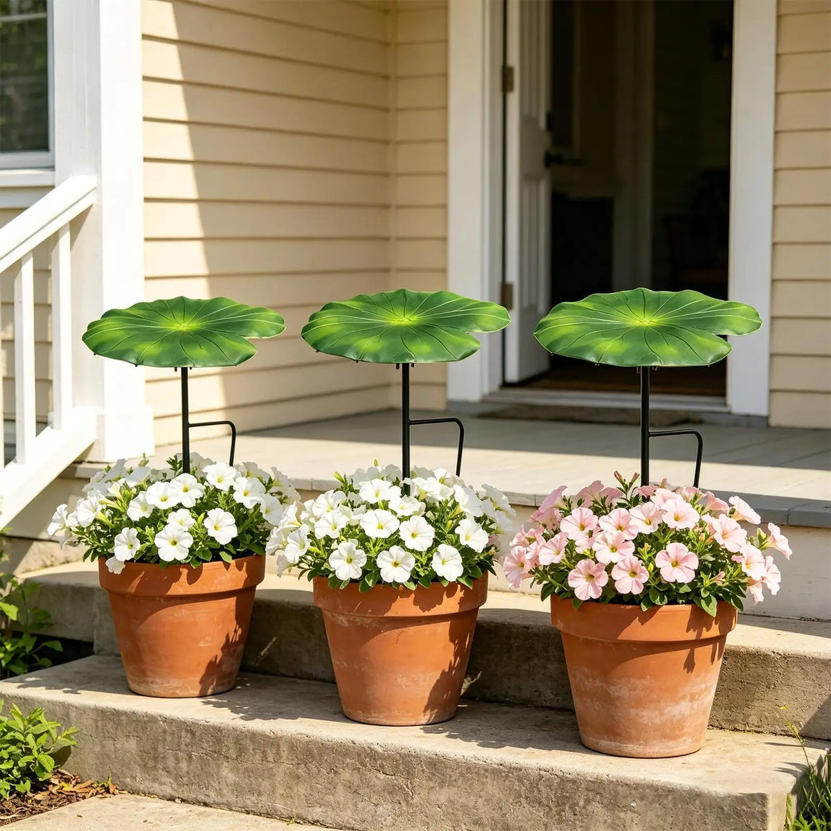 parasol feuille nénuphar vert protection soleil plante pot fleurs herbes jardin extérieur fixations métal