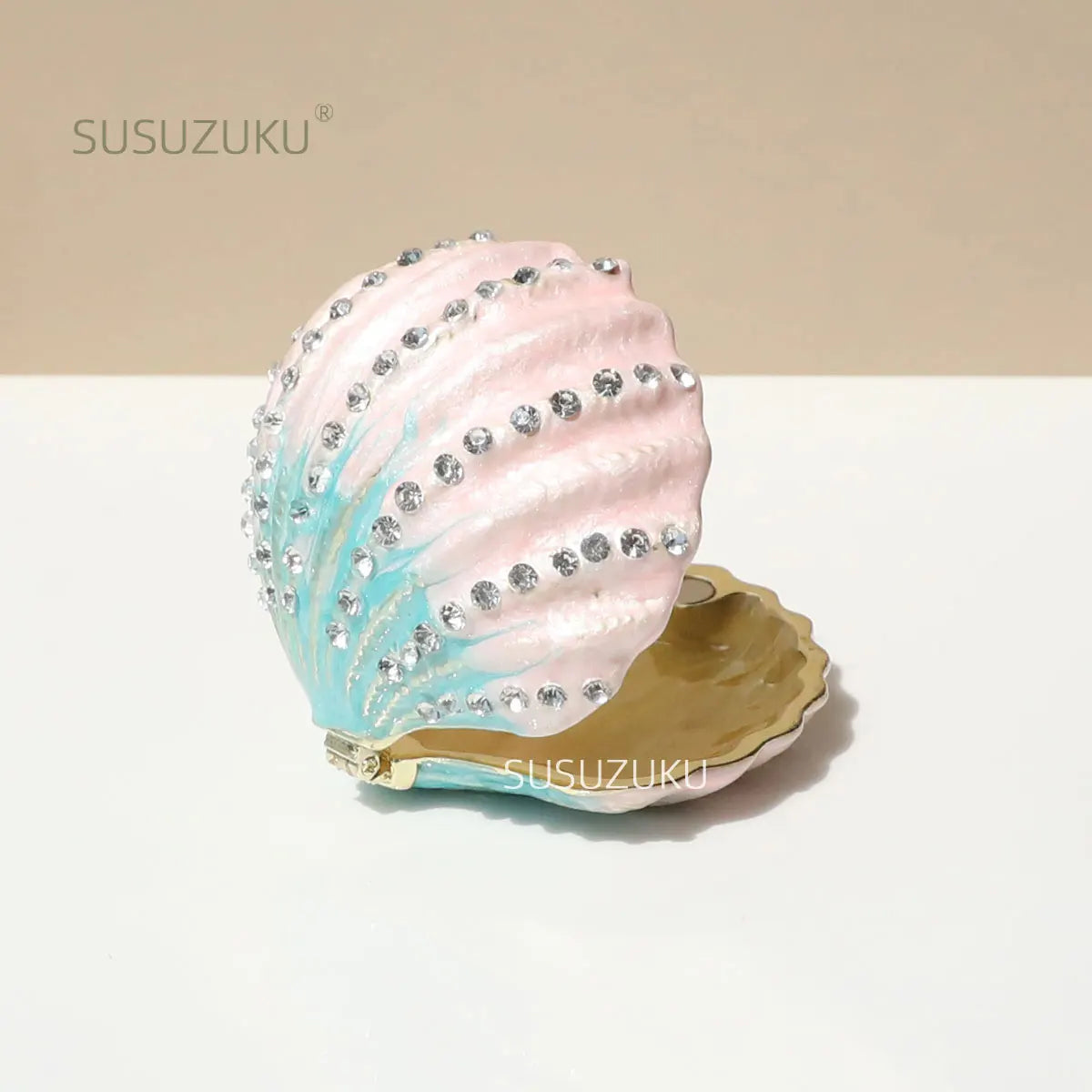 boîte bijoux métal rose blanc bleu doré rayures strass classique élégante transport plateau