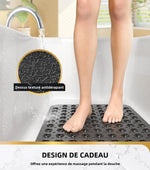 tapis bain antidérapant noir texturé surface ventouses 40x101cm moderne salle bain