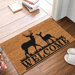 tapis d'entrée marron motif cerfs bienvenue hiver rustique 50x80cm 40x60cm