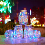 lanterne led solaire transparente jaune guirlande lumineuse fairy lights balcon jardin mariage rustic
