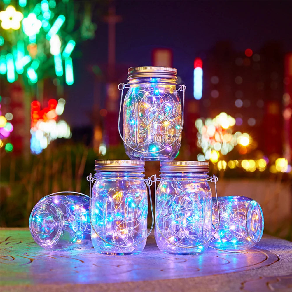 lanterne led solaire transparente jaune guirlande lumineuse fairy lights balcon jardin mariage rustic