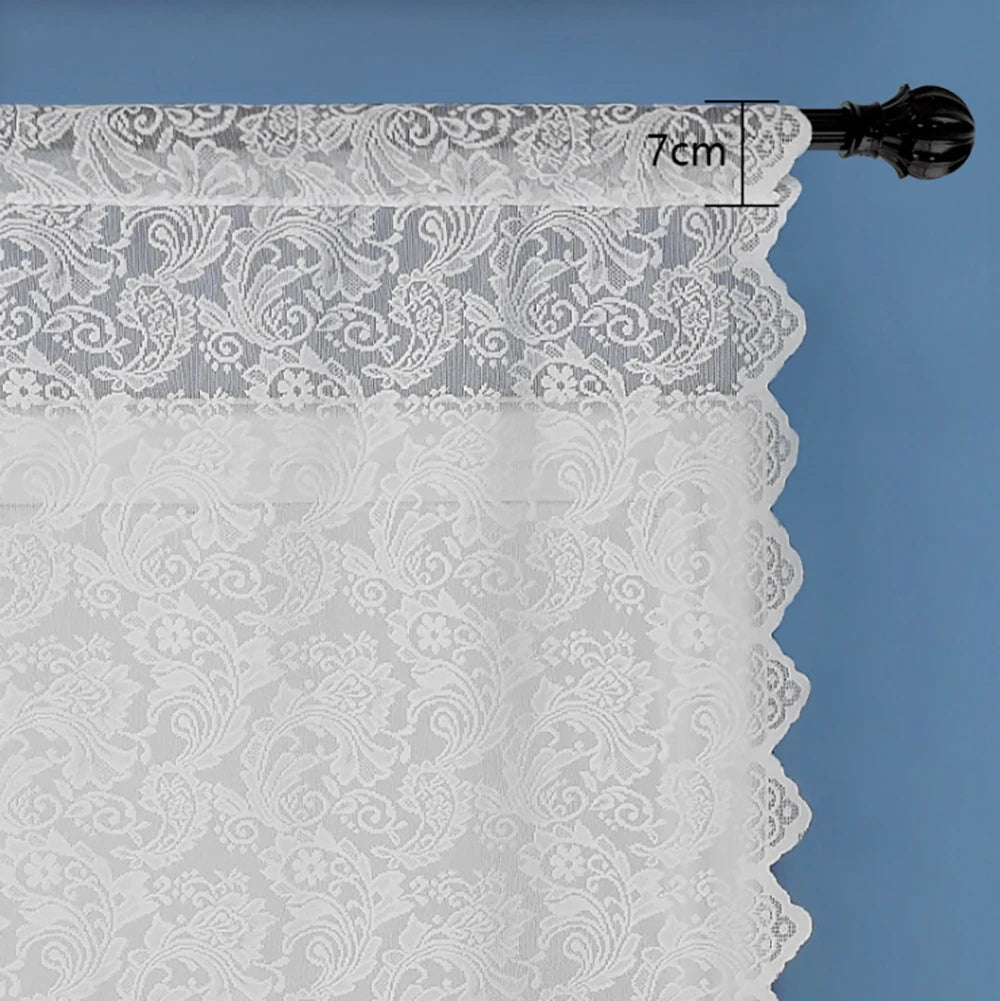 rideau blanc broderie florale transparent classique tringle polyester dimension 140x114cm