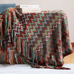 couverture multicolore zigzag ethnique portable anti boulochage acrylique polyester adultes printemps automne voyage maisonhôtel
