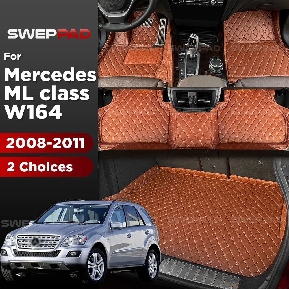 tapis sol coffre cuir mercedes benz ml w164 2008 2011 luxe noir