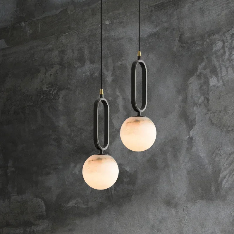lampe suspendue marbrée moderne minimaliste noir doré blanc chambre salon