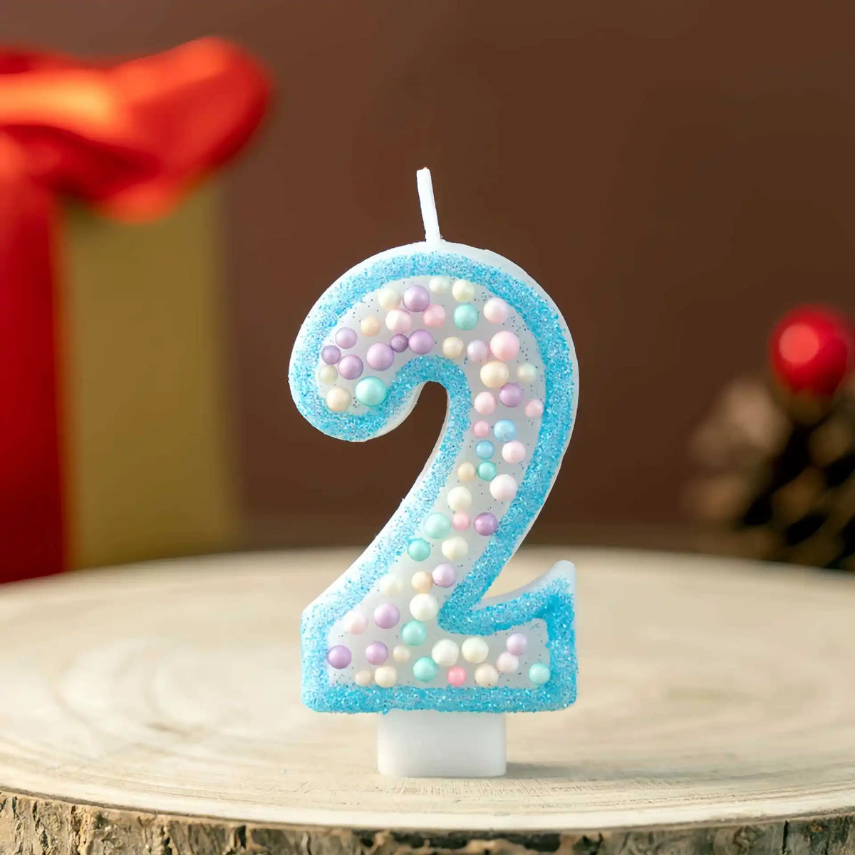 bougies anniversaire numéraires chiffres bleu pastel multicolores décoration gâteau enfant brillantes support blanc
