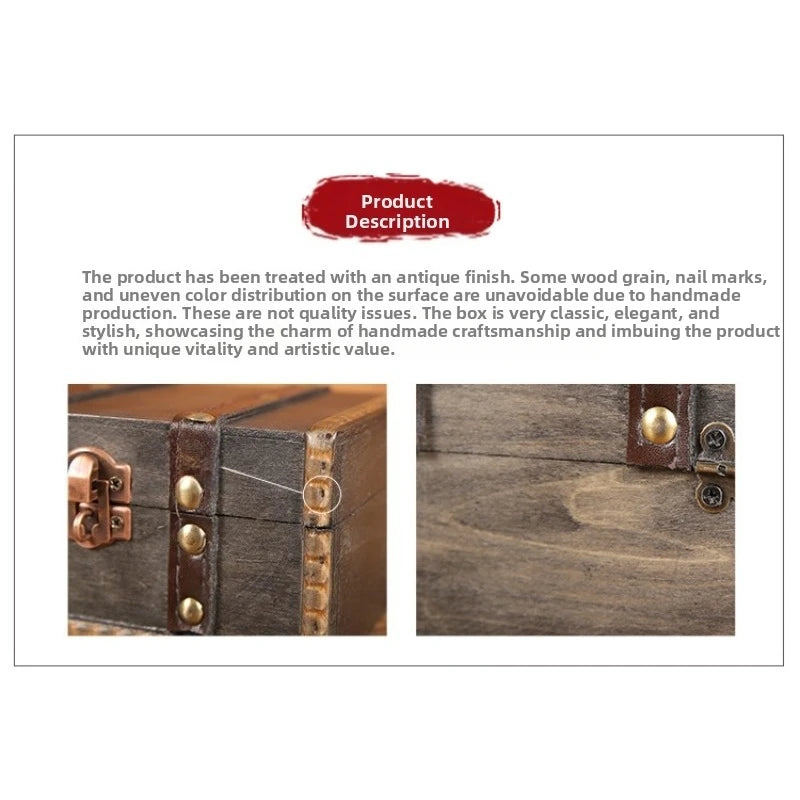 boîte bijoux vintage bois marron cadenas réutilisable bracelet collier boucles d'oreilles vintage classique grains