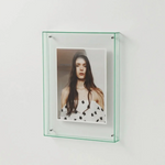 cadre photo mural moderne transparent jaune orange gris vert bleu rose suspension vis fixe