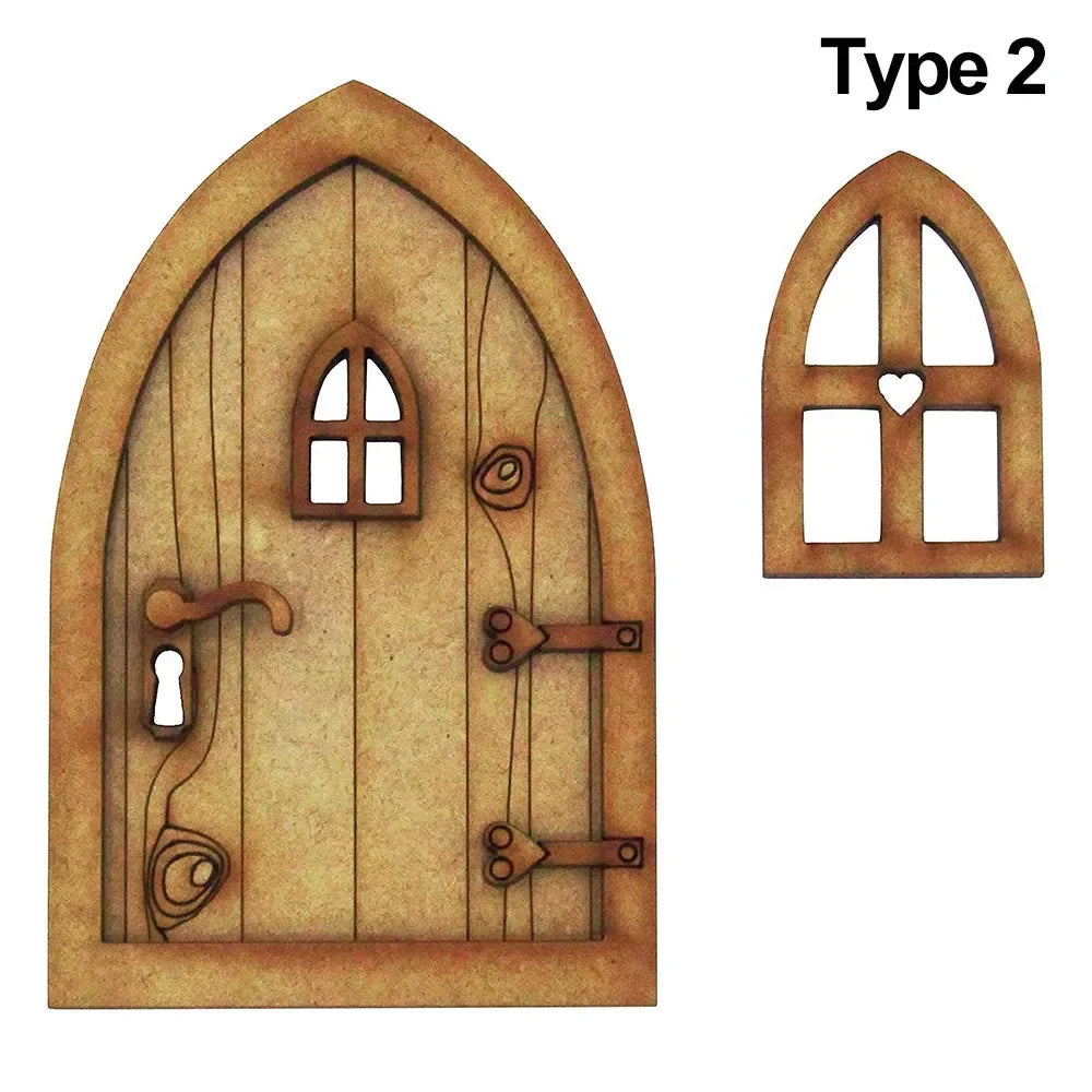 porte ronde bois clair motif cœur rustique ornement maison poupée