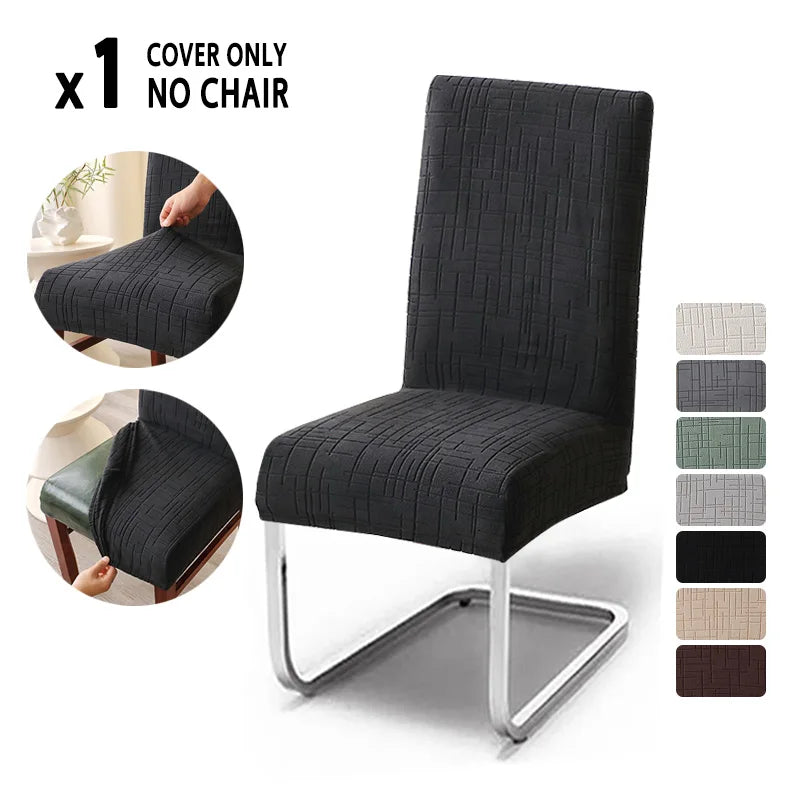 housse chaise salle manger gris carreaux moderne élastique polyester siège cuisine banquet