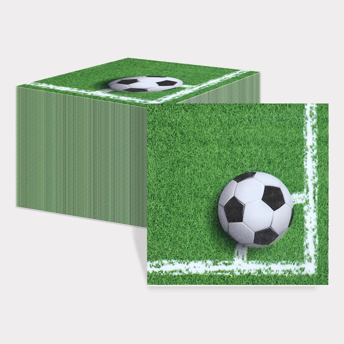 serviettes jetables papier motif football herbe blanche serviettes festives thème sport vertes rondes occasions