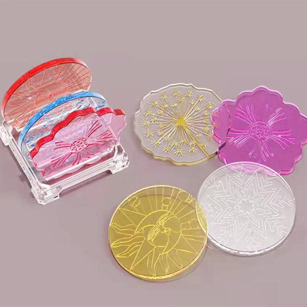 moulages silicones coquetiers transparents motifs fleurs dandelions geometriques decoration maison bricolage artisanal