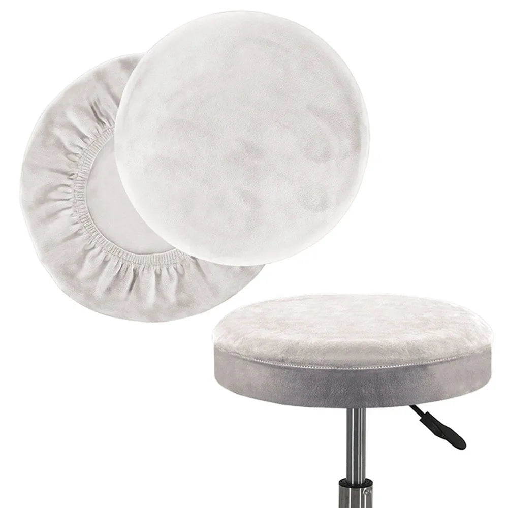 housse coussin tabouret rond velours beige moderne fixation protection siège fauteuil salon