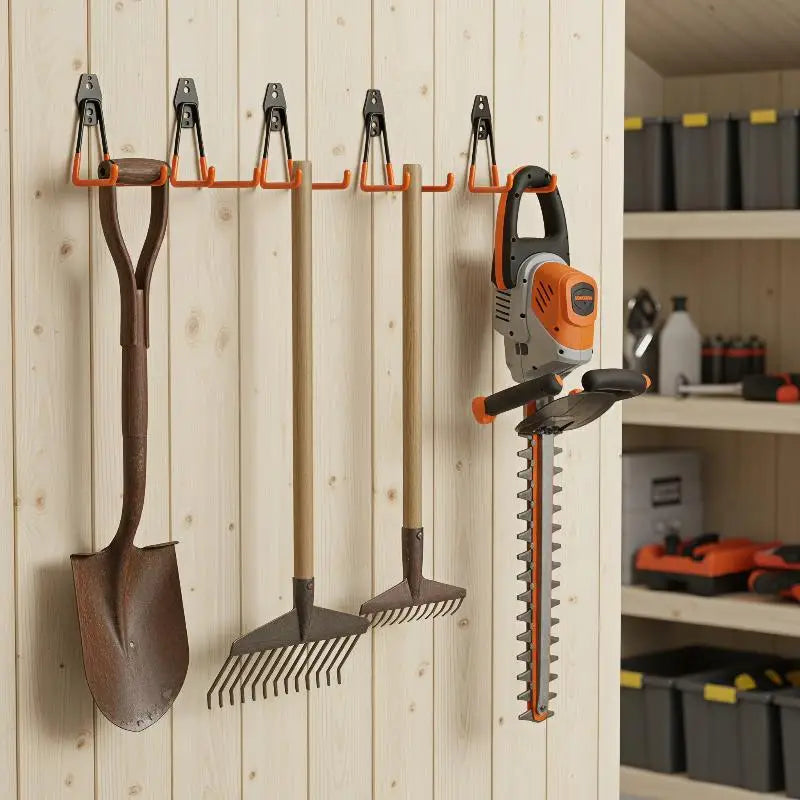 support mural moderne crochet noir orange outils jardin vélo fixations vis multiple'utilisation