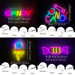 néon lumineux multicolore candy lettres bonbons sucette moderne opaques câble usb vis