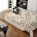 couverture canapé velours motif floral moderne fixation coussin beige automne hiver polyester machine lavable