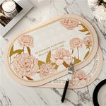 tapis table rose fleurs vert feuilles classique romantique PU respectueux environnement 45x30cm
