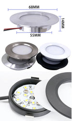 spot led argent noir blanc 68mm 14mm adhésif 12v 3w led smd 2835 80ra