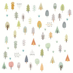 sticker mural fleur adhésif décoration enfantine champêtre minimaliste rose vert bleu jaune violet