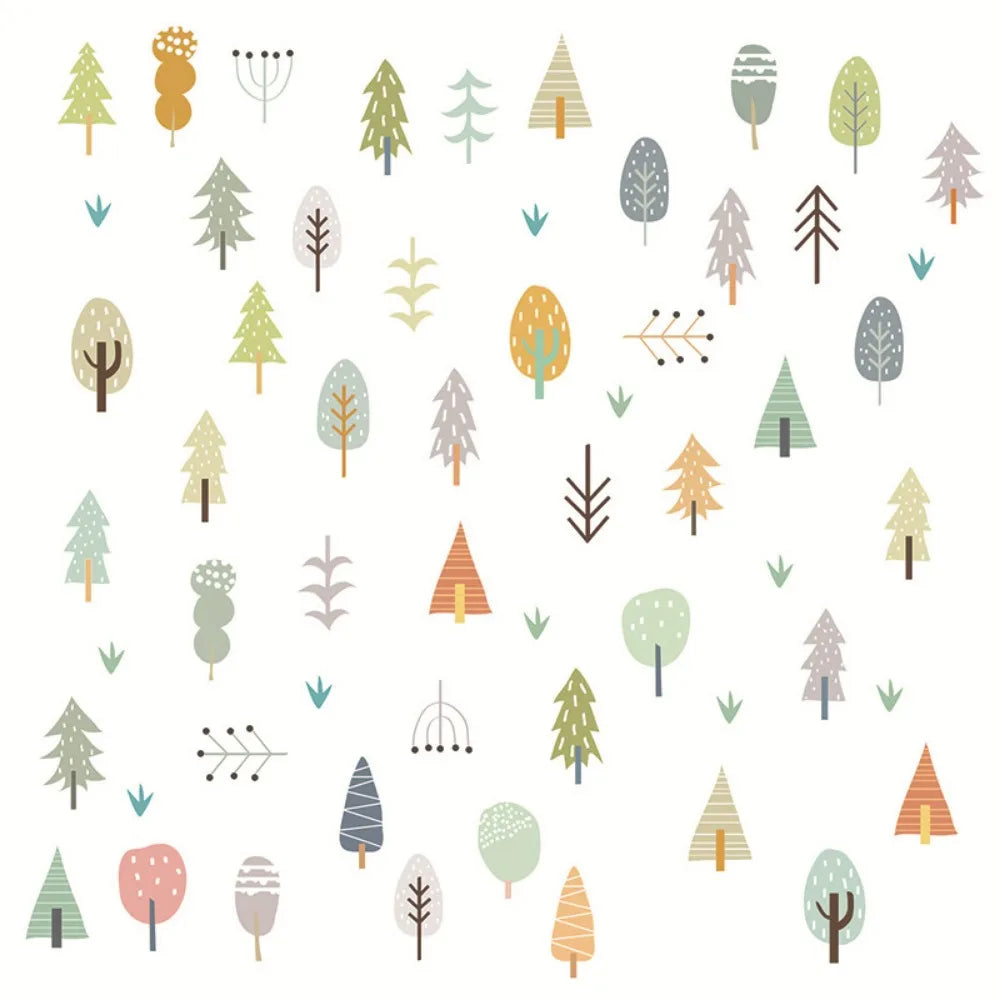 sticker mural fleur adhésif décoration enfantine champêtre minimaliste rose vert bleu jaune violet
