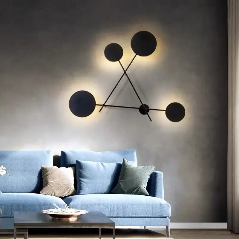applique murale led ronde fer noir moderne cuisine chambre coucher salle manger fixée mur