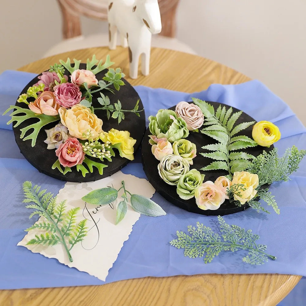 feuilles artificielles fleurs décoratives mariage anniversaire extérieur intérieur naturel adhésif vert blanc rose jaune