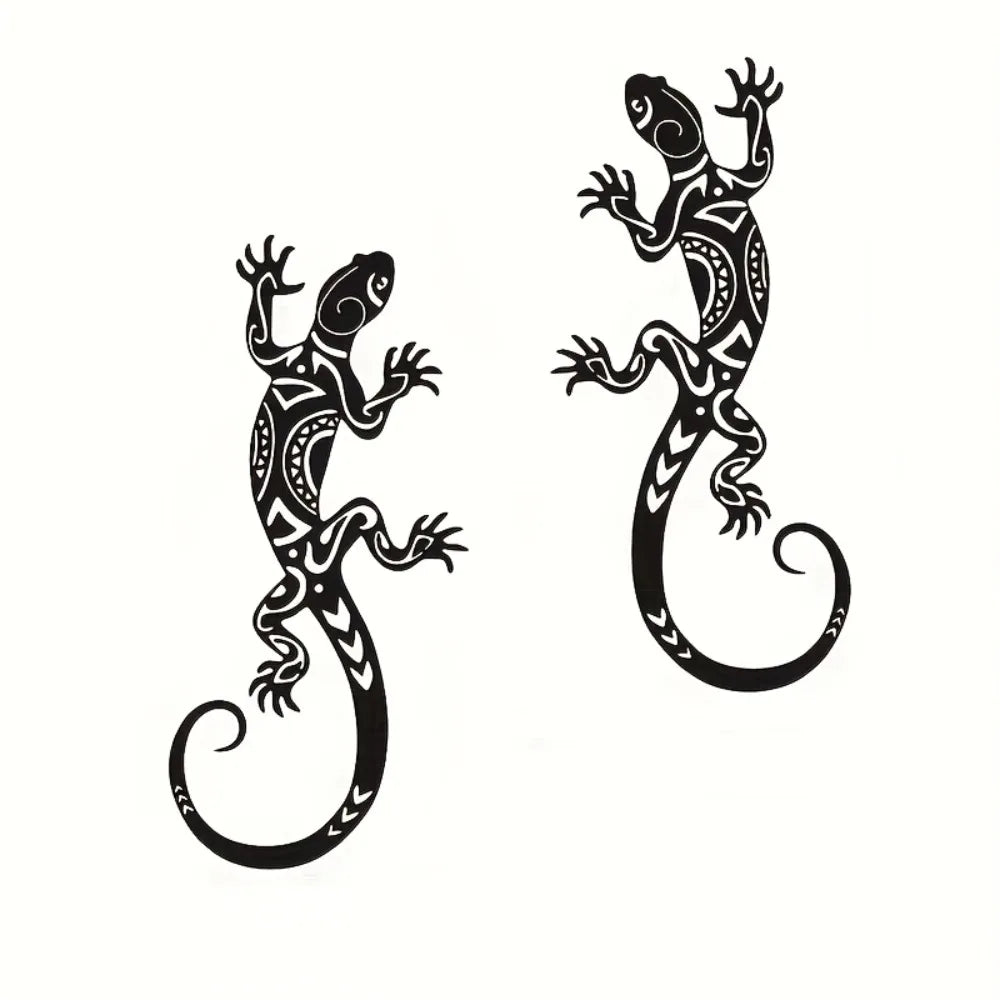 décorations murales lézard forme géométrique motifs blancs tribal noir artisanal modernitéintérieur