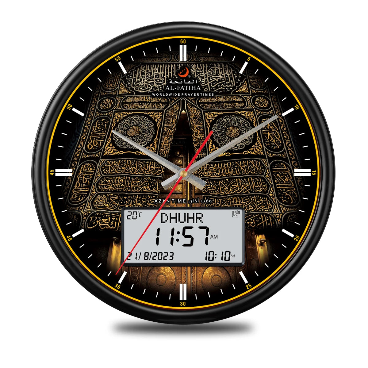 horloge murale moderne horaire azan calendrier hijri affichage numérique analogique İslam motifs