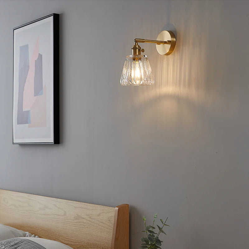 lampe murale moderne or transparent rayures interrupteur rotatif chambre entrée