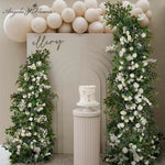 arche decorative fleurs artificielles blanc feuillage vert decoration mariage anniversaire exterieur classique eventos partys