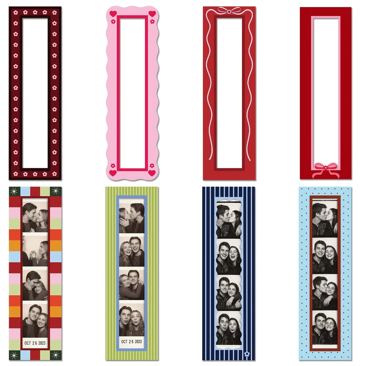 cadres photo magnétiques vintage multicolores rayés réfrigerateur enfants adultes fêtes années 80