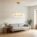 lustre suspension moderne marbre blanc doré lampe suspendue salon luxe table manger élégant