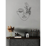 décoration murale moderne femme noir fleurs contour minimaliste métal opacité 25x35cm
