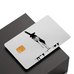cartes crédit personnalisées adhésives anime fushiguro épée motif abstrait moderne blanc noir orange